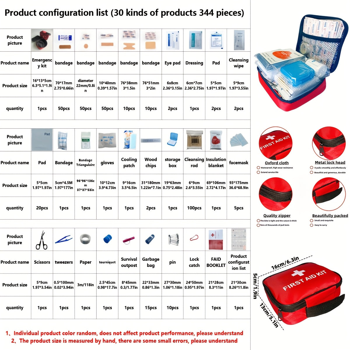 344/738/1030-in-1 Multifunctional Portable Emergency Kit
