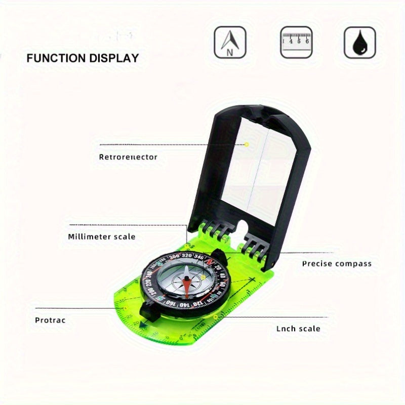 Foldable Transparent Map Ruler Compass