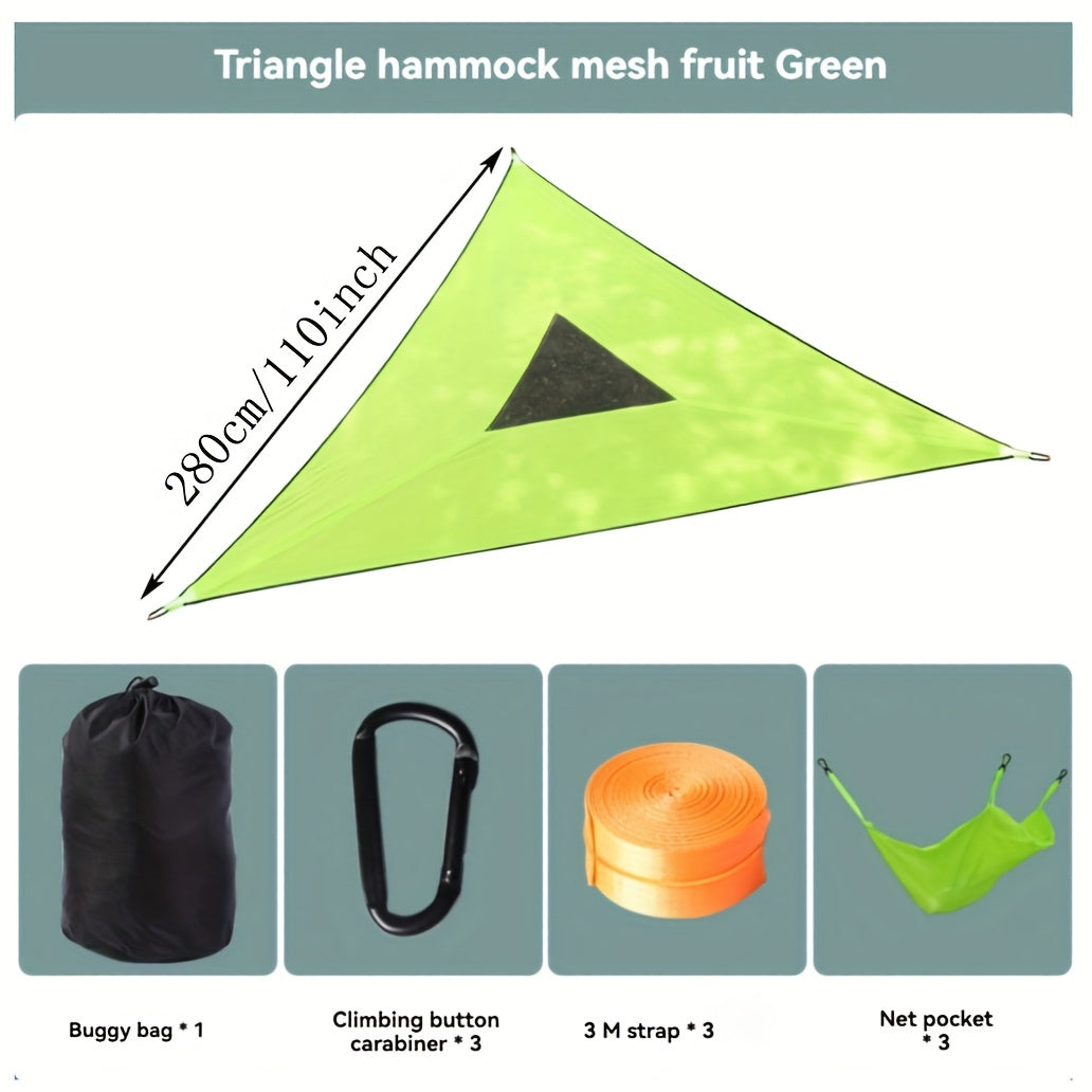 Multi-Person Triangular Hammock with Mesh Storage Bags