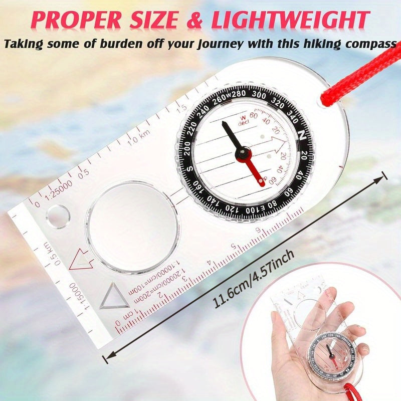 High-Precision Acrylic Compass with Magnetic Declination