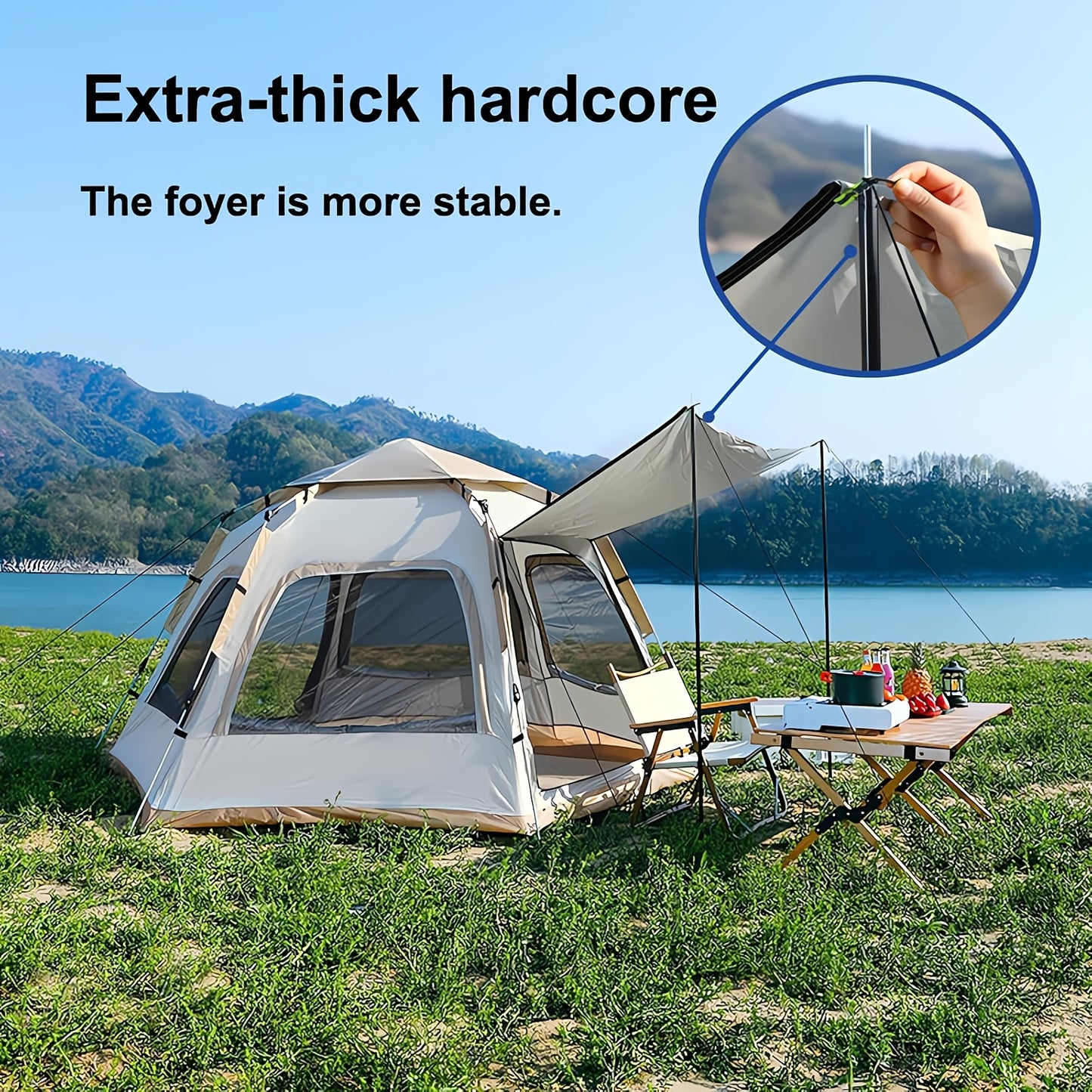 Hexagonal Portable Outdoor Tent for 3–6 People – Lightweight Sun and Wind Shelter