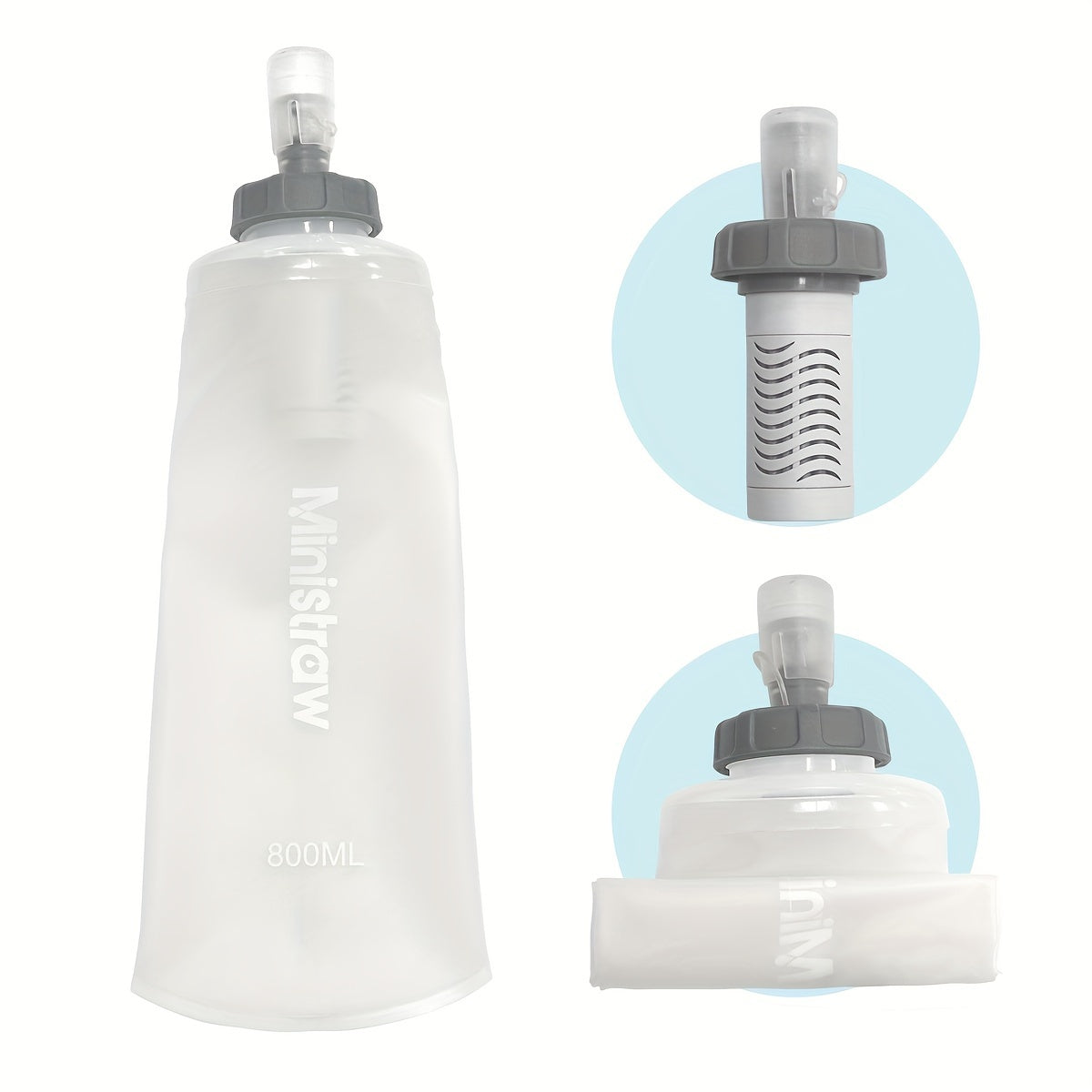 Collapsible Water Bottle with Replaceable Filter – 800ml BPA-Free