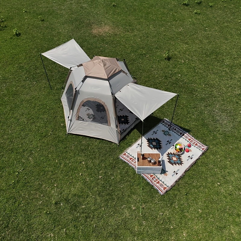 Hexagonal Portable Outdoor Tent for 3–6 People – Lightweight Sun and Wind Shelter