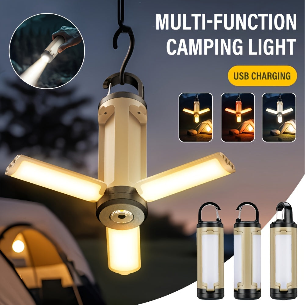 Rechargeable LED Folding Camping Light with 6 Modes and Battery Display