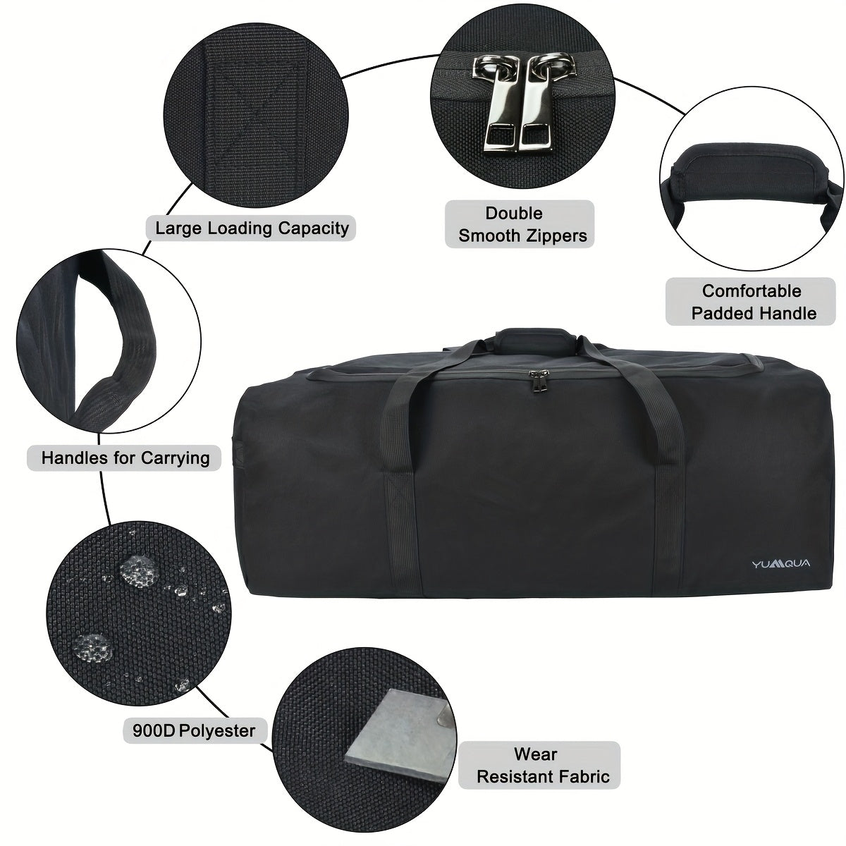 100L Extra Large Travel & Sports Duffle Bag – Black