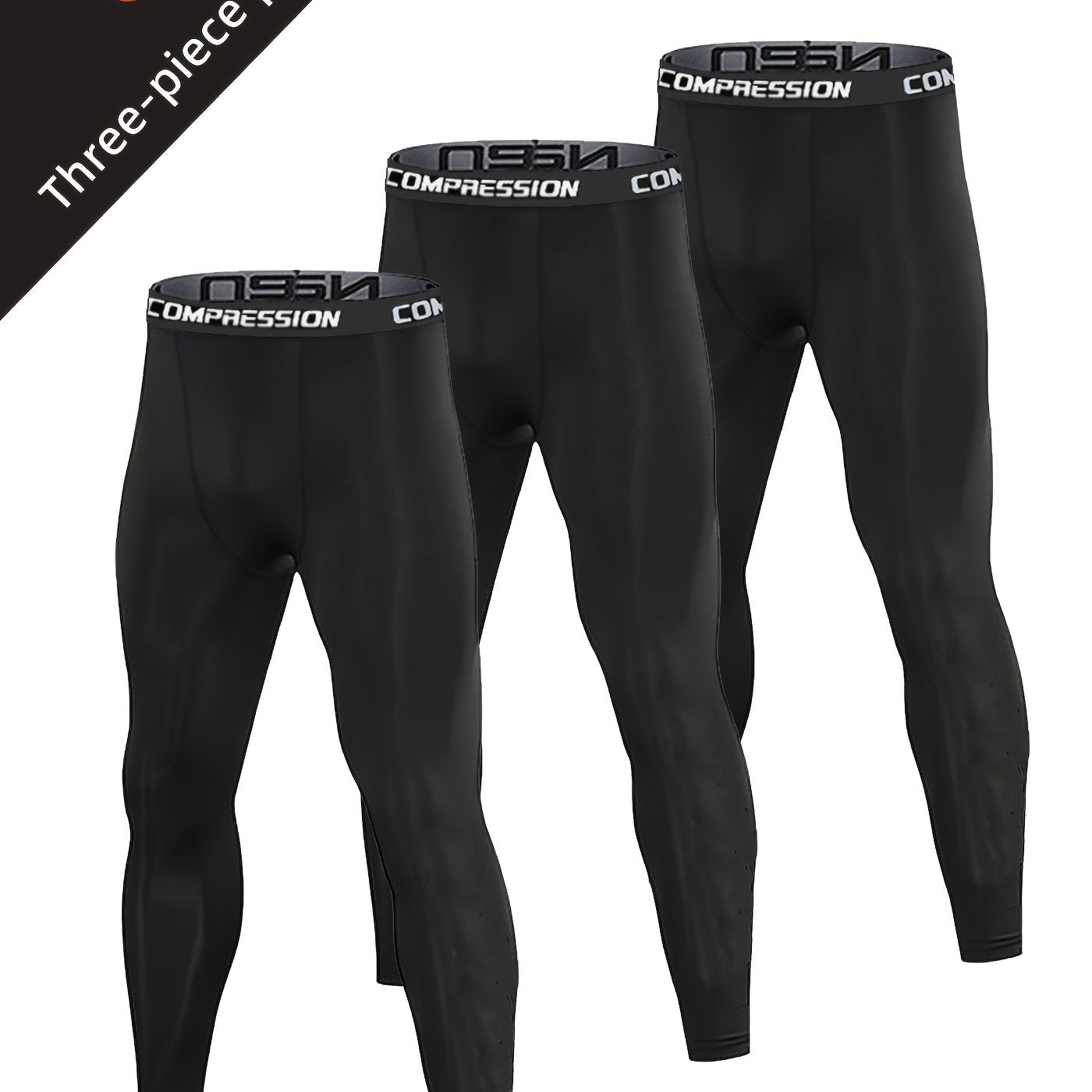 3-Pack Men’s Compression Athletic Leggings – Breathable, Stretchy & Supportive