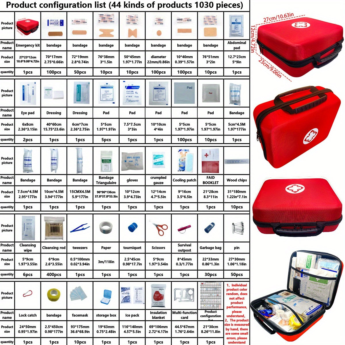 344/738/1030-in-1 Multifunctional Portable Emergency Kit