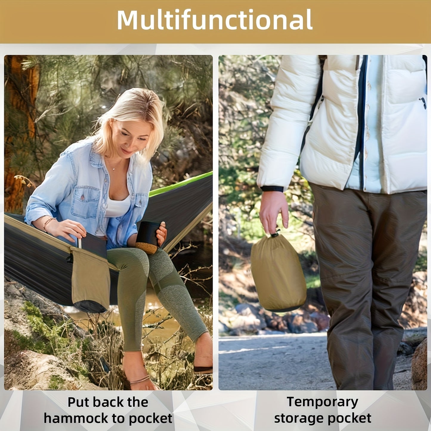 Extra-Large Double Camping Hammock with Tree Straps