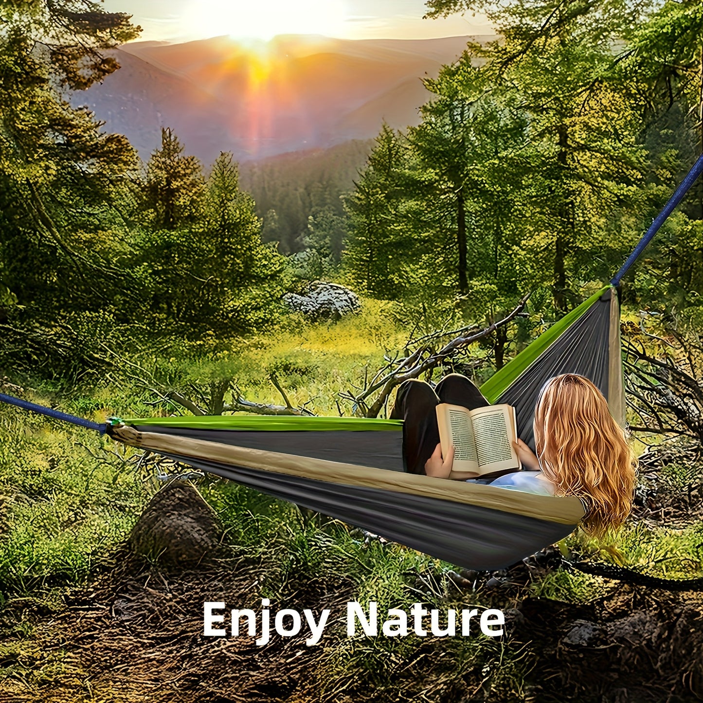 Extra-Large Double Camping Hammock with Tree Straps