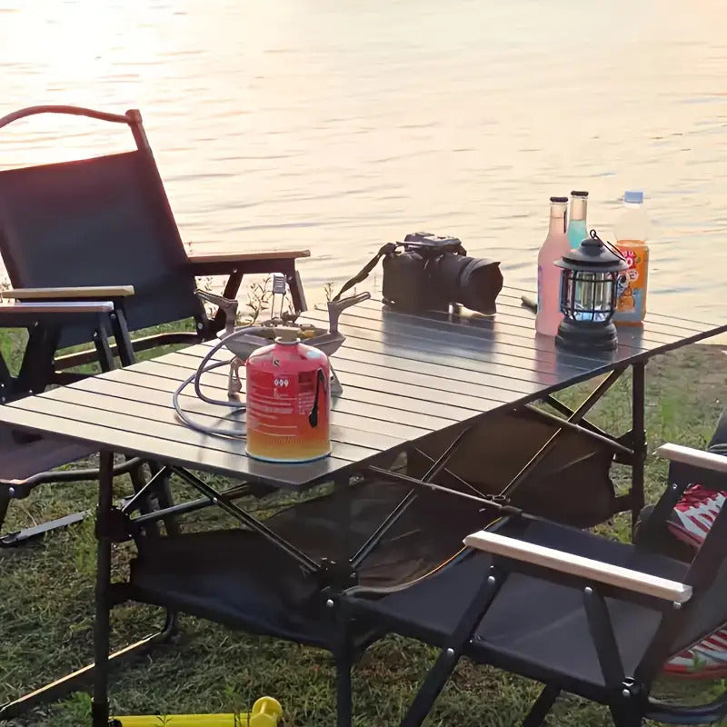 Portable Folding Outdoor Table with Mesh Pocket & Storage Bag