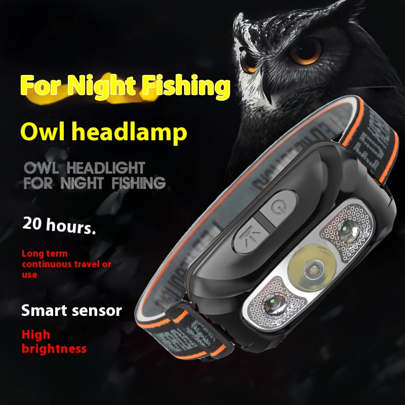 Owl-Shaped USB Rechargeable LED Headlamp with 6 Light Modes