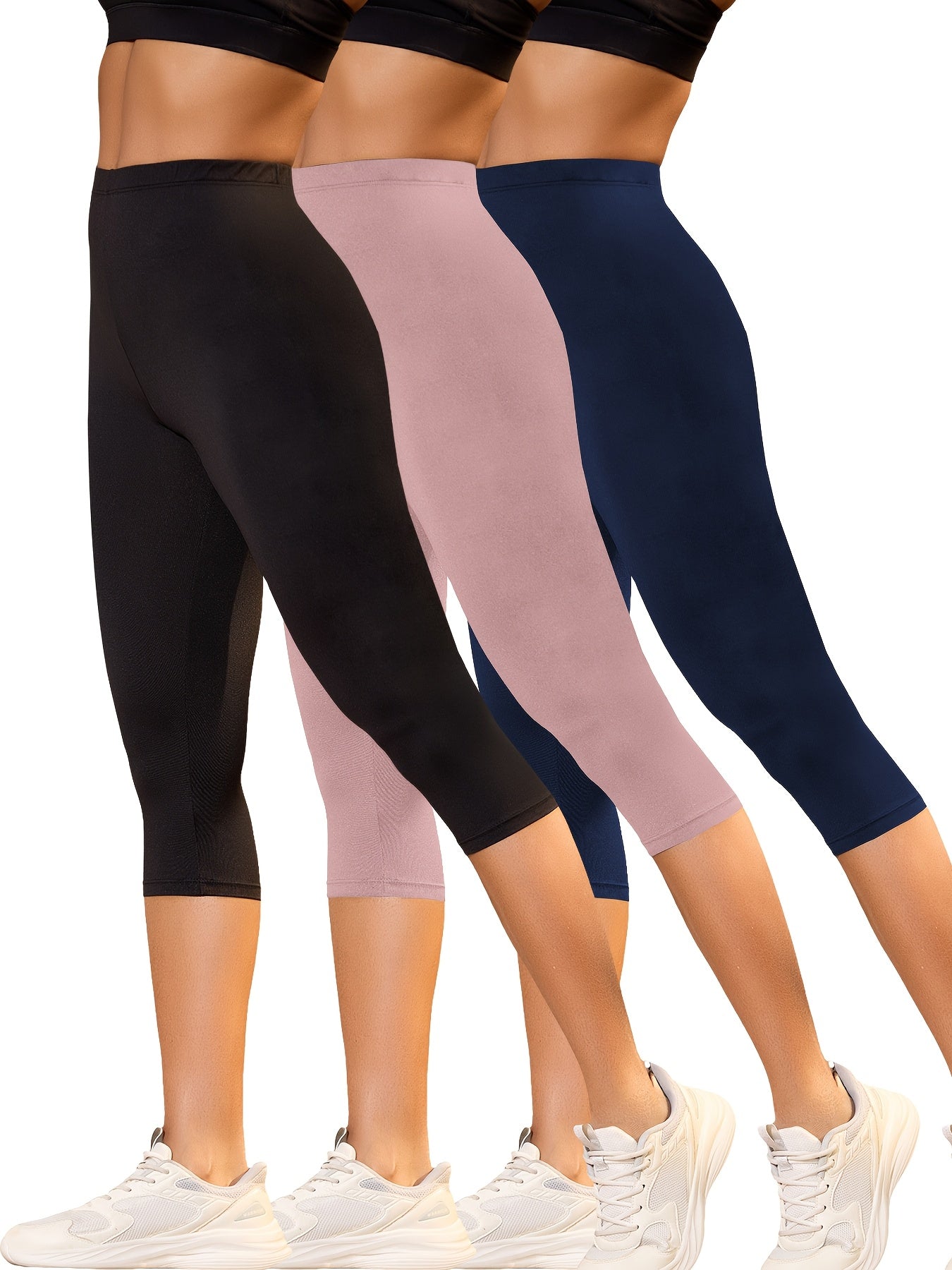 3-Pack Women's High-Stretch Capri Leggings