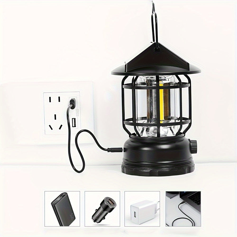 Rechargeable Dimmable LED Camping Lantern with USB Charging and Hook