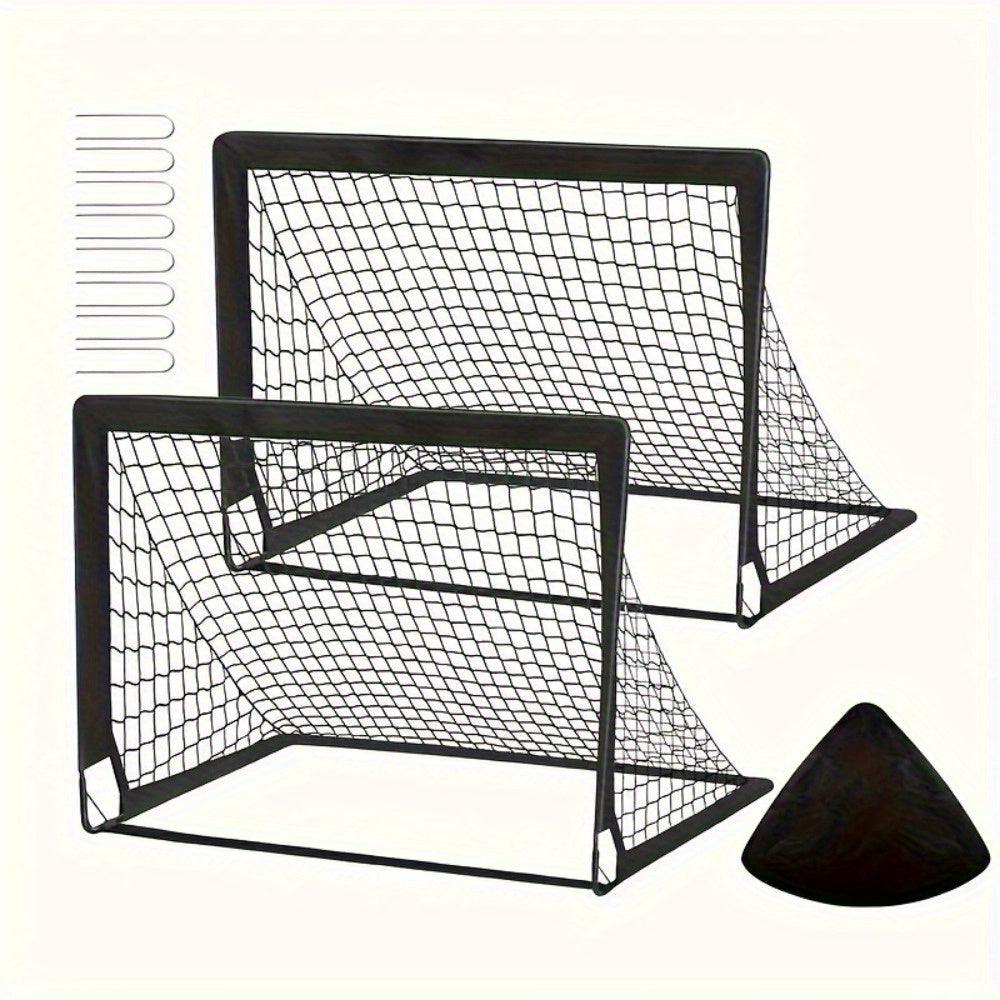 2-Pack Portable Collapsible Soccer Goals – Heavy-Duty Nylon