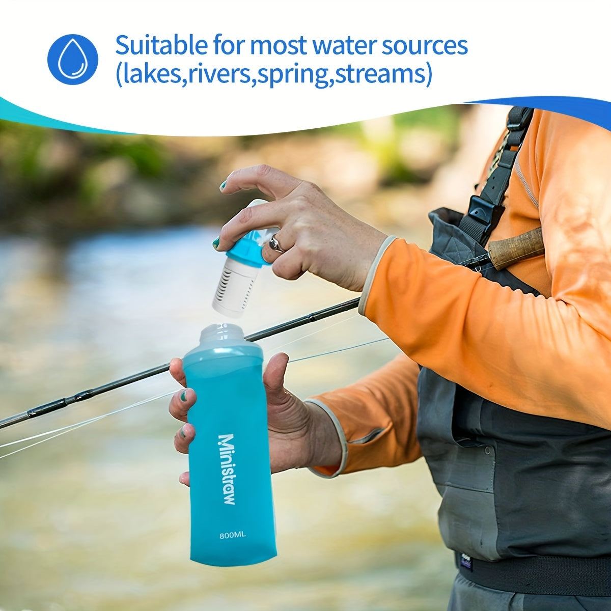 Collapsible Water Bottle with Replaceable Filter – 800ml BPA-Free