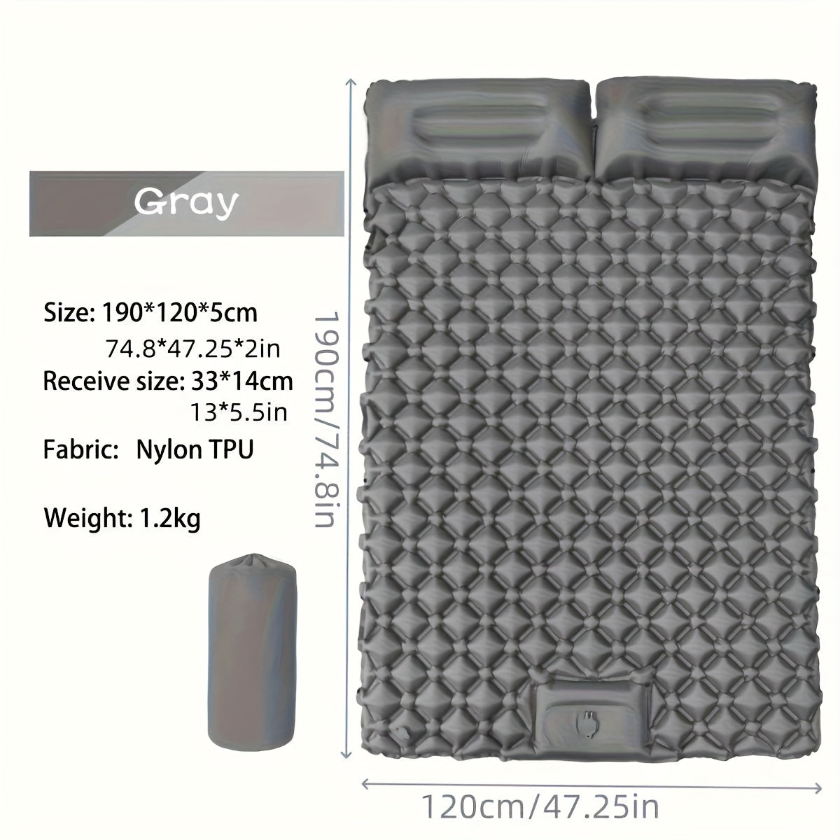 Double Camping Air Mattress with Pillow – Portable & Comfortable Sleeping Pad