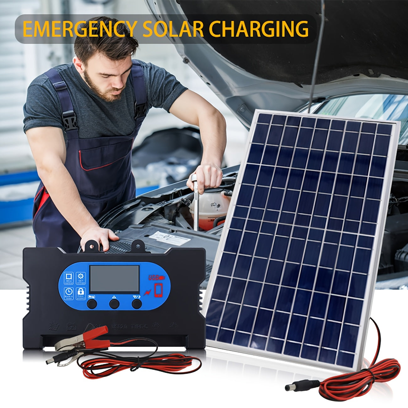 20W Portable Solar Panel Kit with Charge Controller