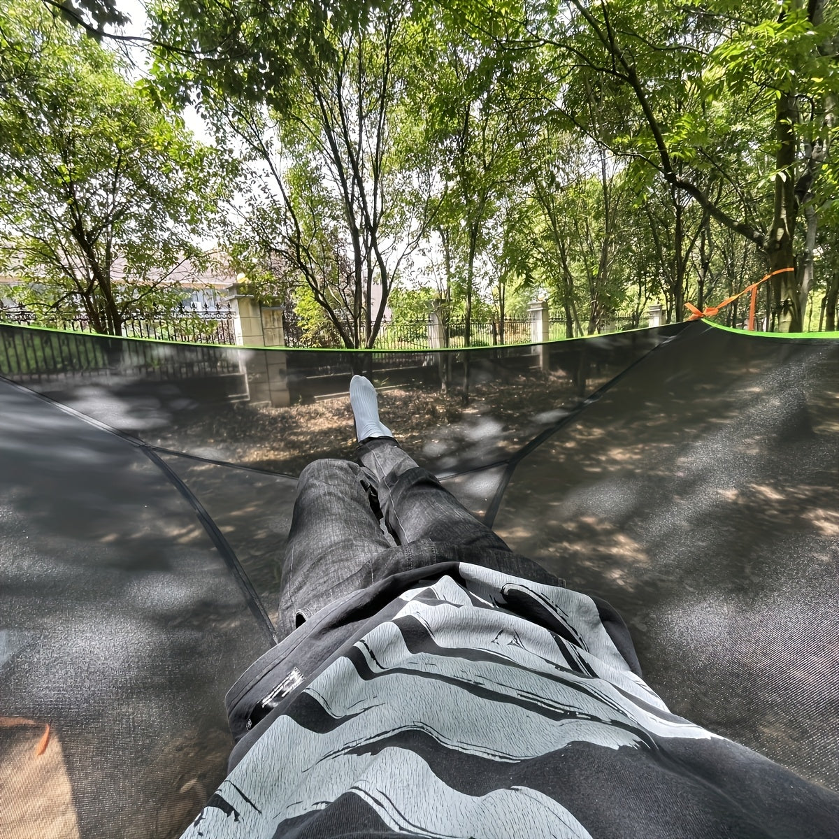 Multi-Person Triangular Hammock with Mesh Storage Bags
