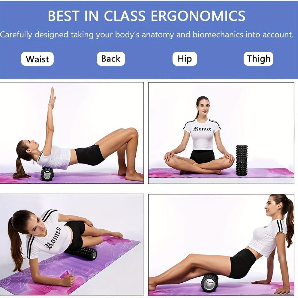 4-in-1 Foam Roller & Massage Stick Set – Black