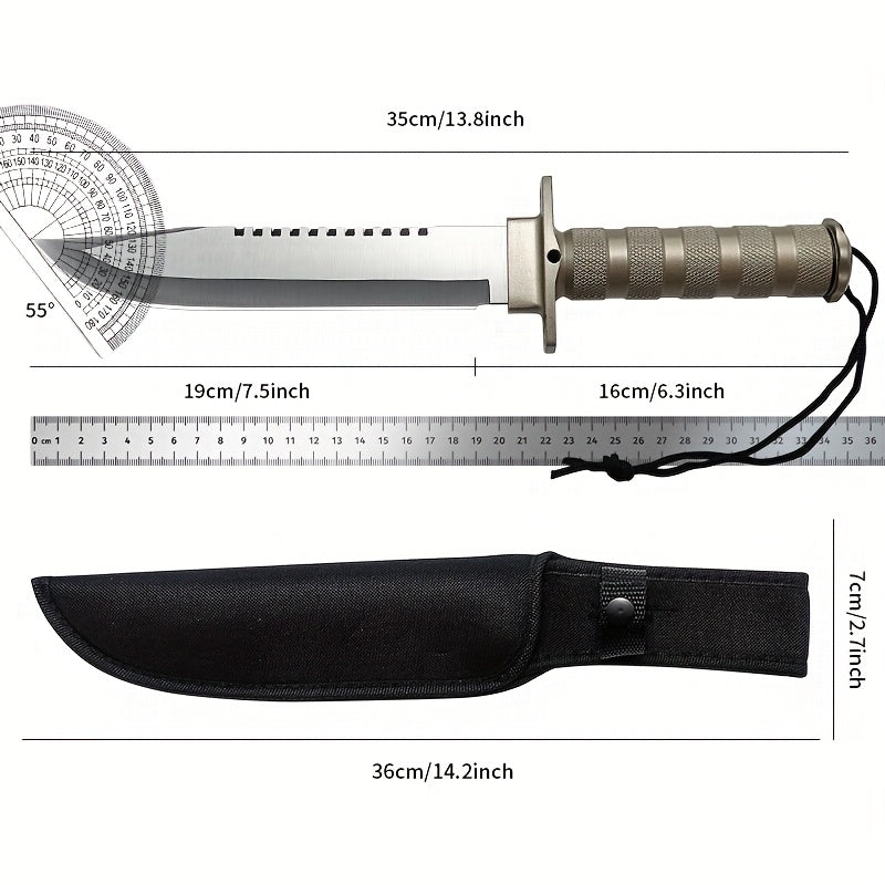 Premium Multi‑Use Outdoor Survival Knife with Compass & Matches – Fixed Blade Camping Knife