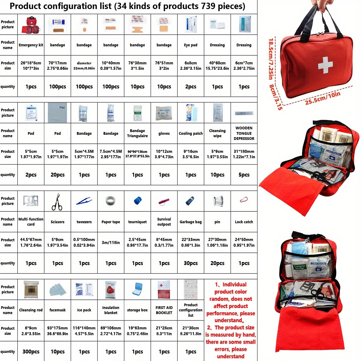 344/738/1030-in-1 Multifunctional Portable Emergency Kit