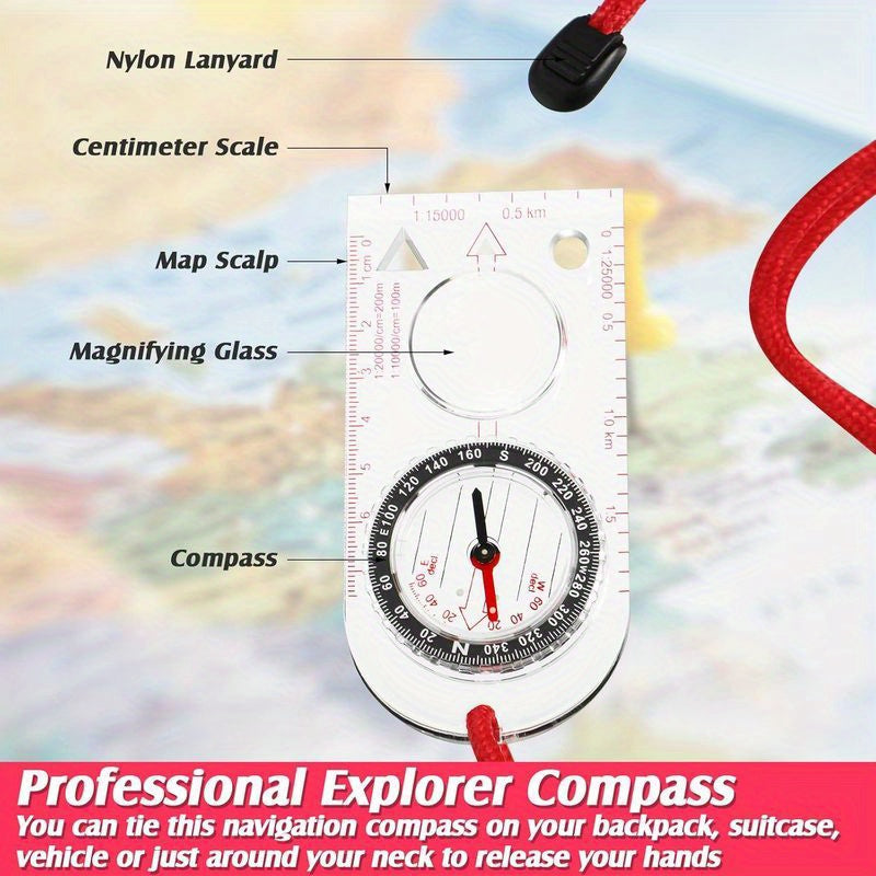 High-Precision Acrylic Compass with Magnetic Declination