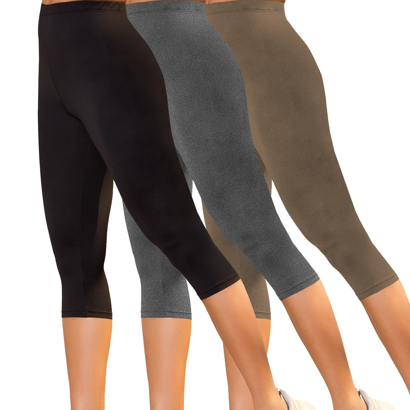3-Pack Women's High-Stretch Capri Leggings