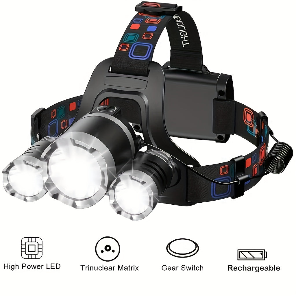 Ultra-Bright Rechargeable LED Headlamp with Dual 16850 Batteries