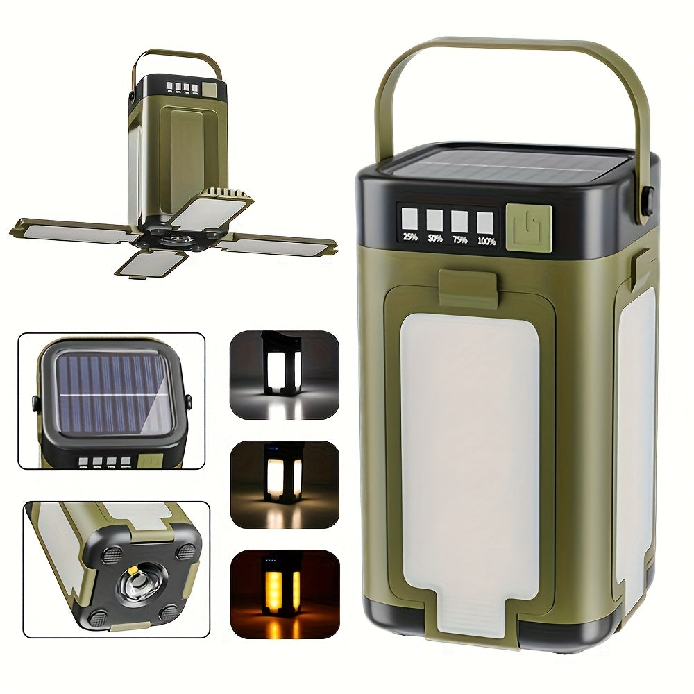 Portable Solar Rechargeable LED Camping Light with 6 Modes and Collapsible Design