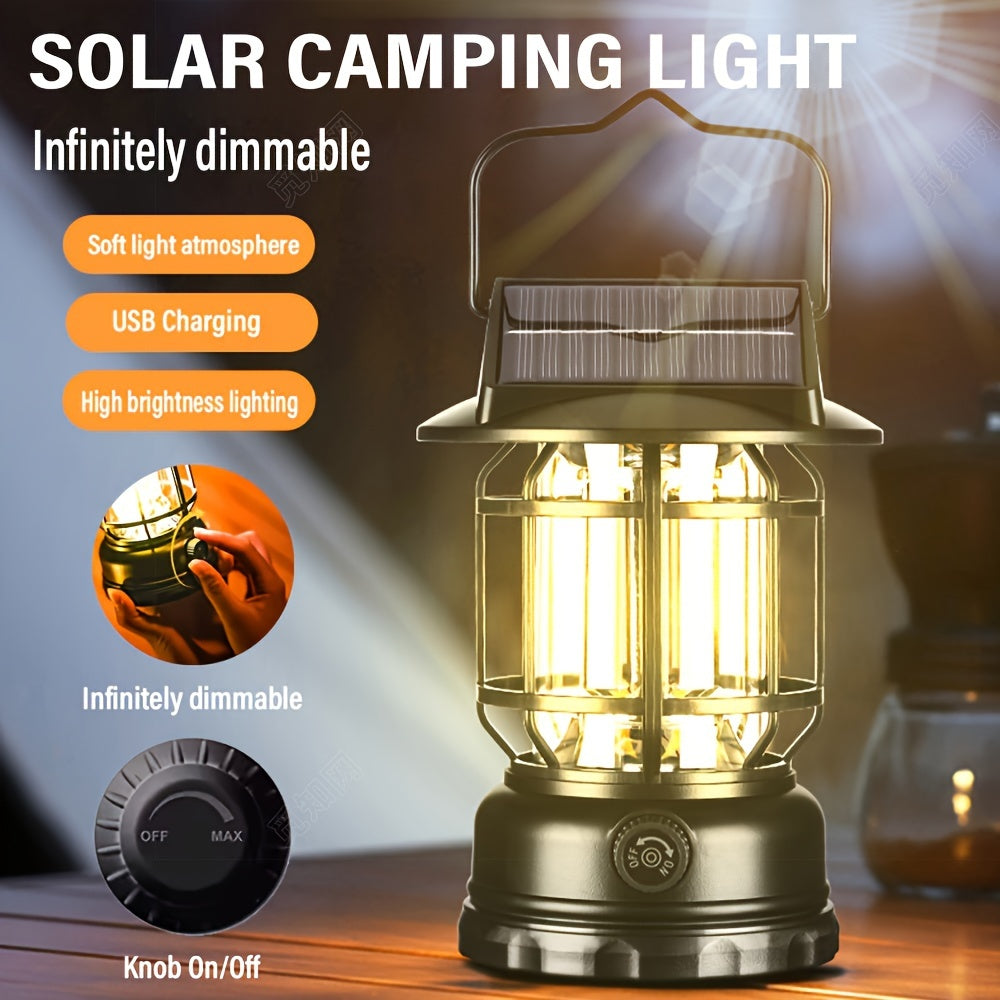Rechargeable Dimmable LED Camping Lantern with USB Charging and Hook