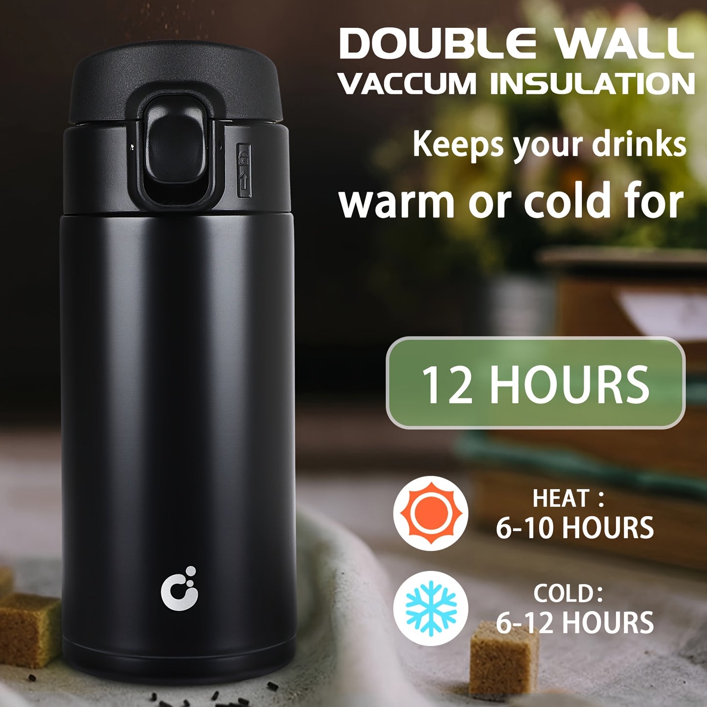 Double Wall Vacuum Insulated Travel Mug – Leakproof Thermal Coffee Flask
