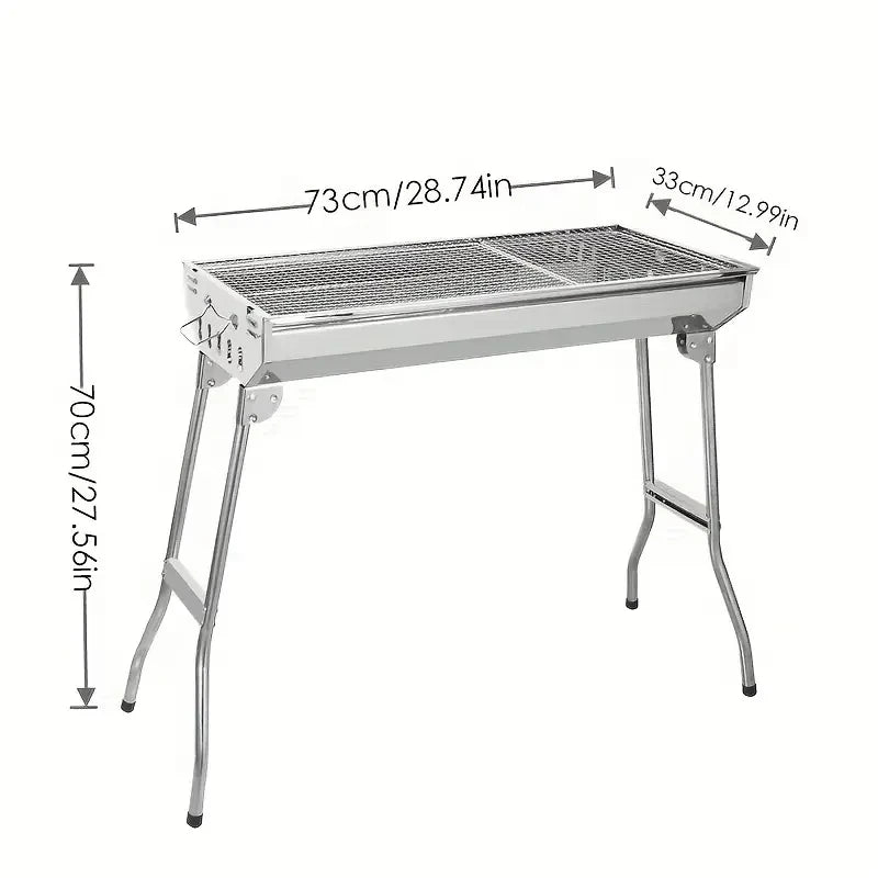 Stainless Steel Folding BBQ Grill – Large & Portable