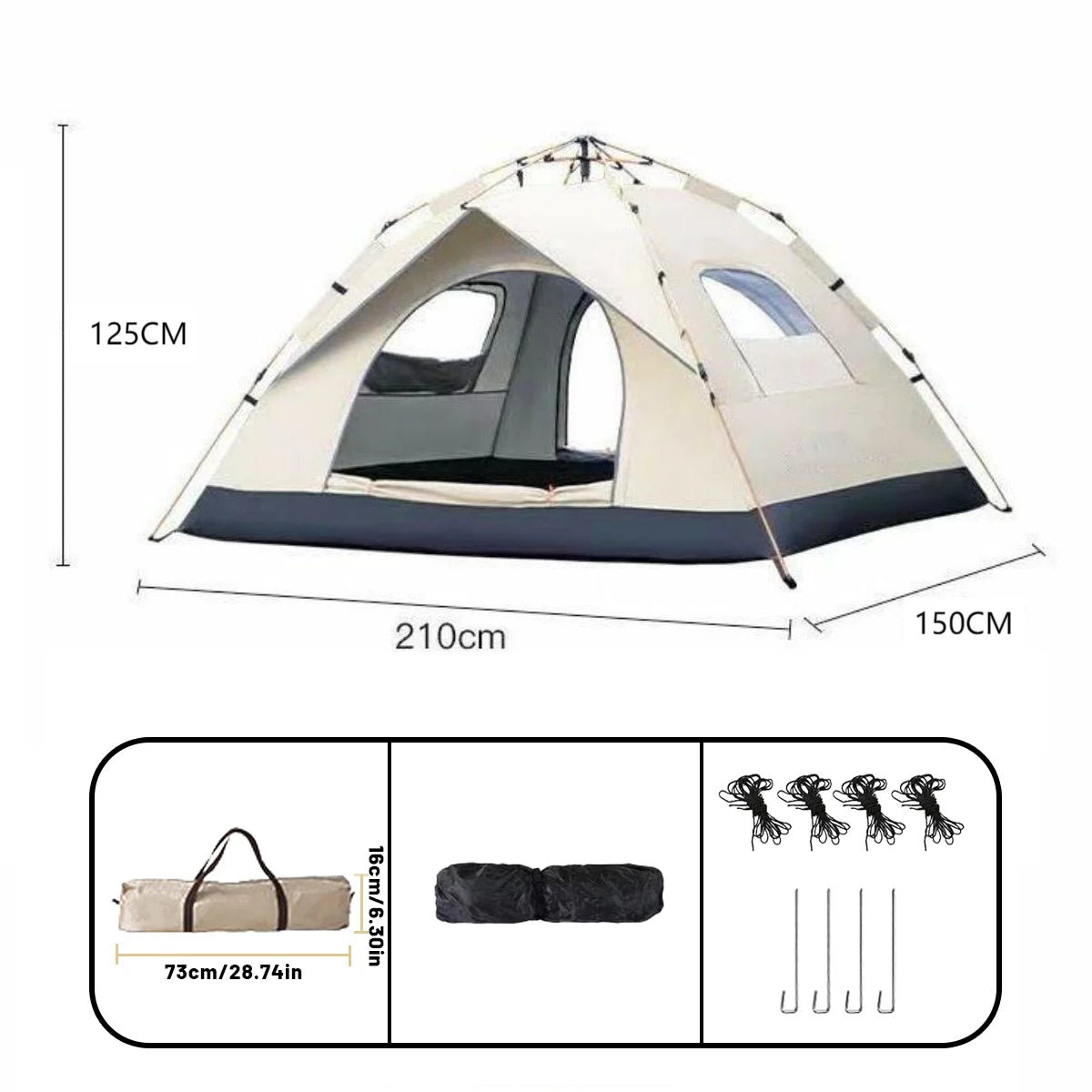 Quick-Pitch 4-Person Waterproof Camping Tent – All-Season Shelter