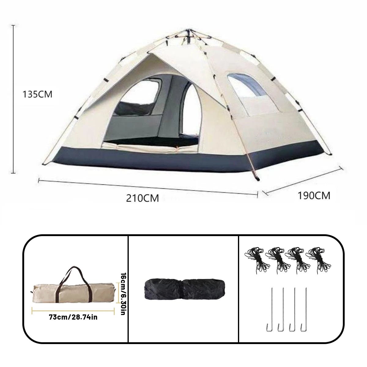 Quick-Pitch 4-Person Waterproof Camping Tent – All-Season Shelter