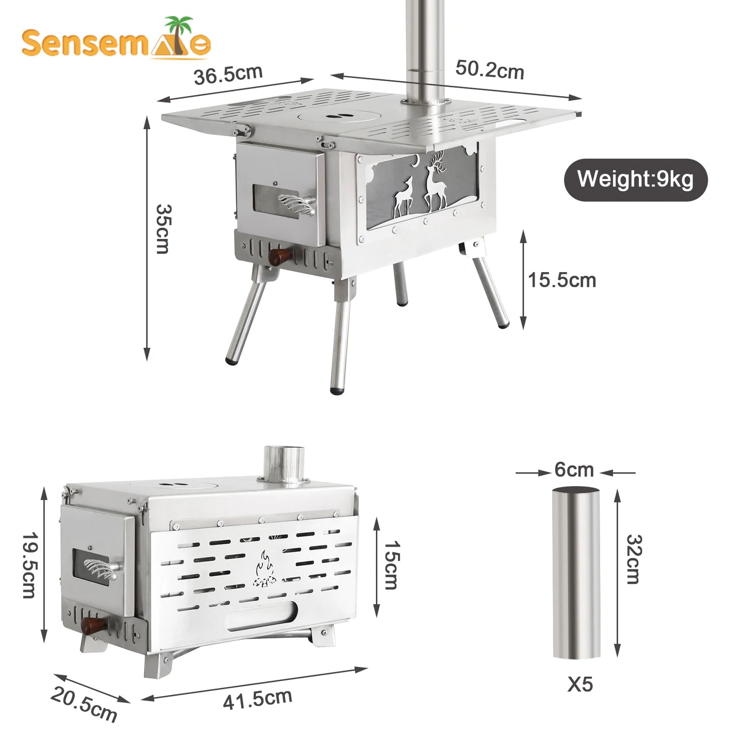 Portable Stainless Steel Folding Wood Stove