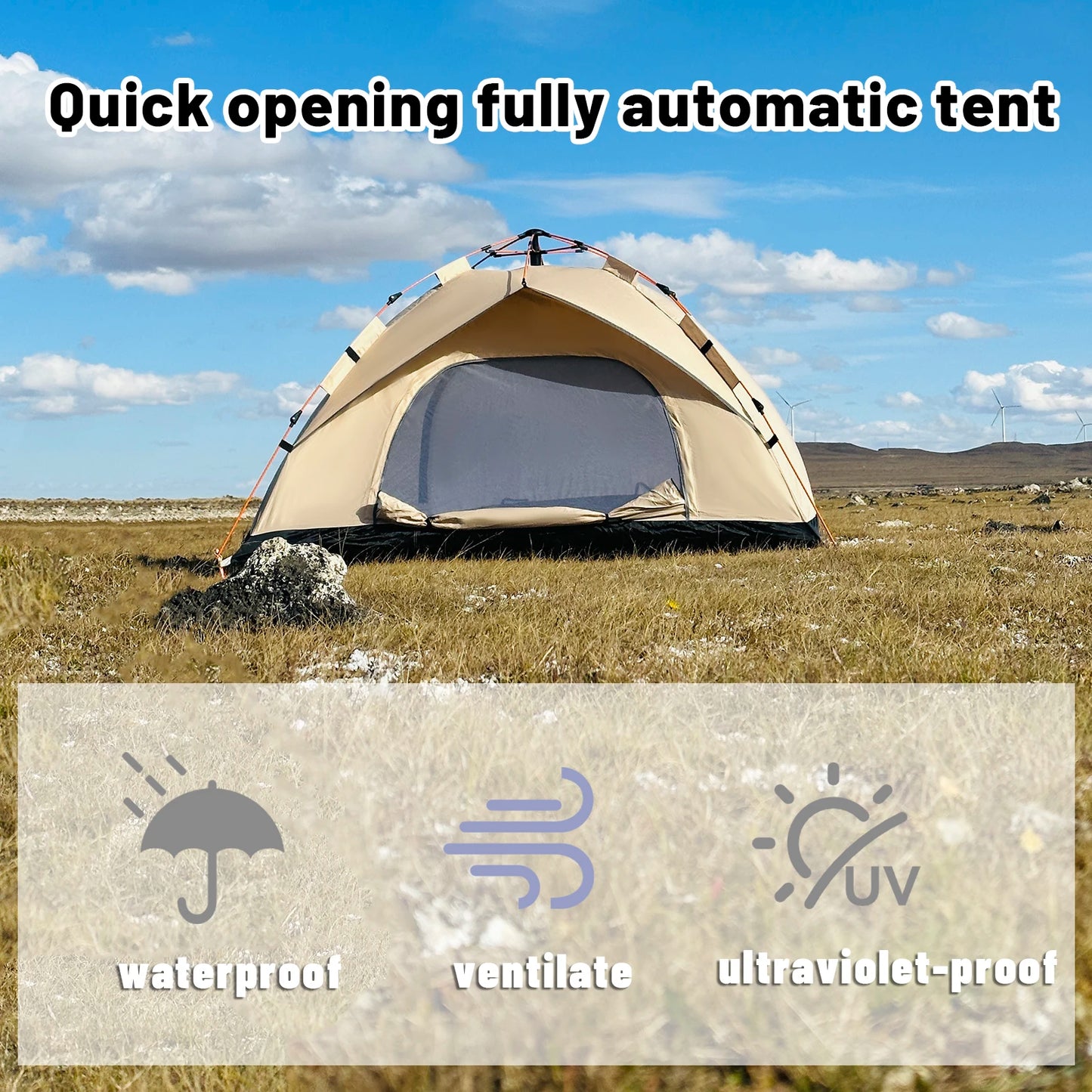 Quick-Pitch 4-Person Waterproof Camping Tent – All-Season Shelter