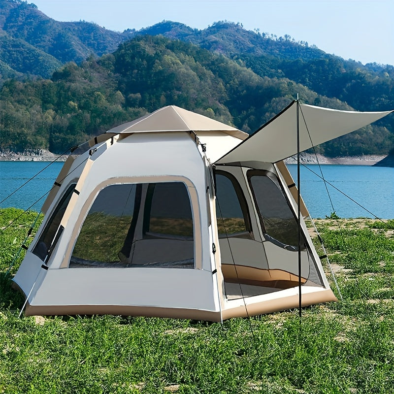 Hexagonal Portable Outdoor Tent for 3–6 People – Lightweight Sun and Wind Shelter