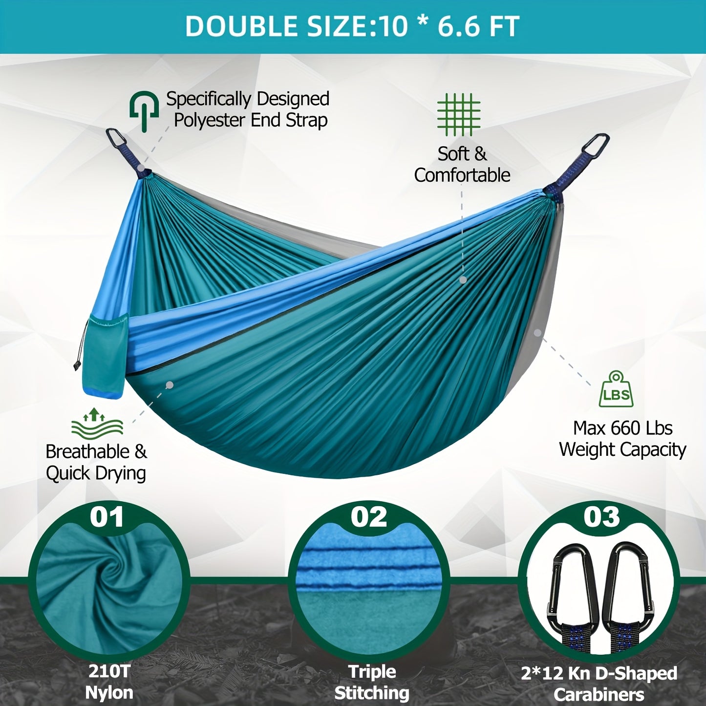 Extra-Large Double Camping Hammock with Tree Straps