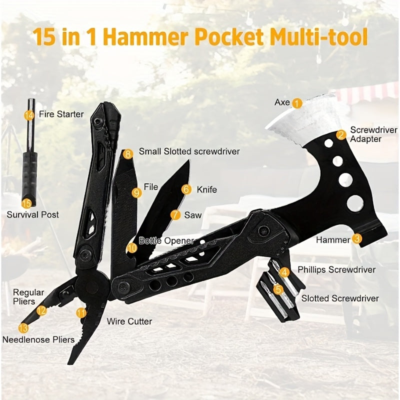 15-in-1 Stainless Steel Camping Multitool – Ultimate Outdoor Adventure Gear