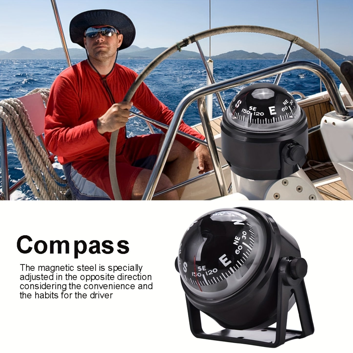Multi-Functional Marine Compass for Boats and Cars