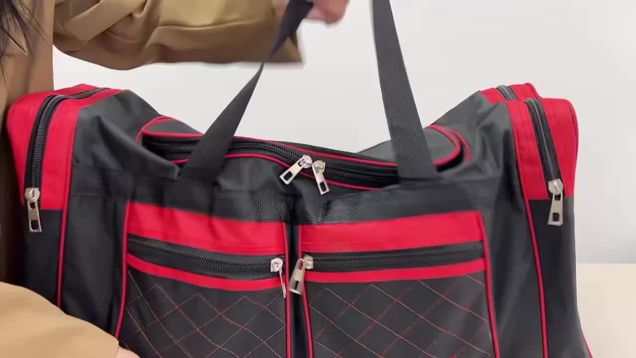Extra-Large Travel Duffel Bag with Multi-Pocket Design – Red, Blue, Black