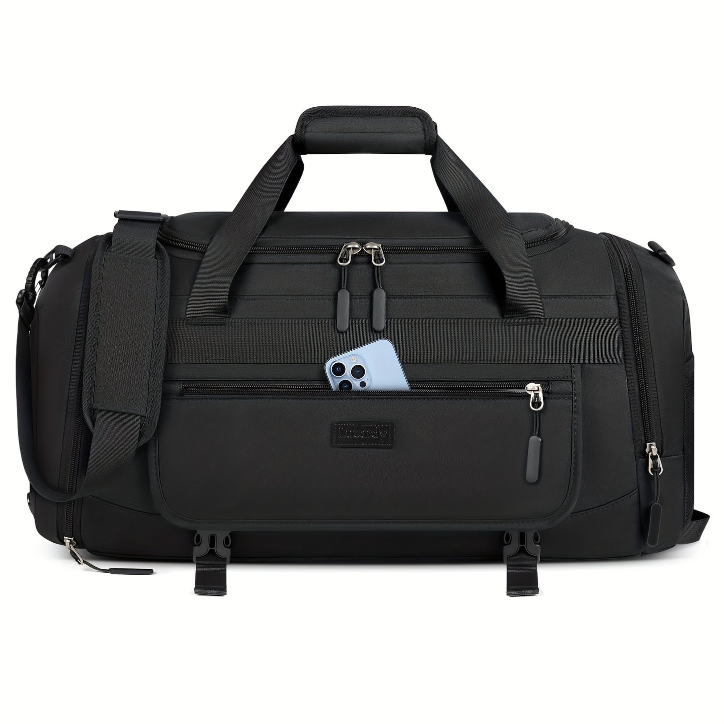 40L Sports & Travel Duffel Bag with Shoe Compartment – Black
