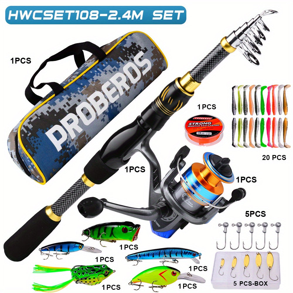 Offshore Fishing Rod & Reel Combo Kit – Spinning Reel, Telescopic Rod, Lures & Accessories