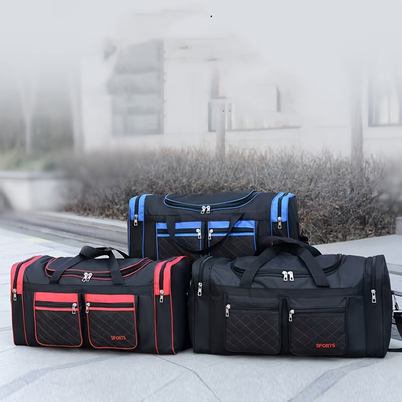 Extra-Large Travel Duffel Bag with Multi-Pocket Design – Red, Blue, Black
