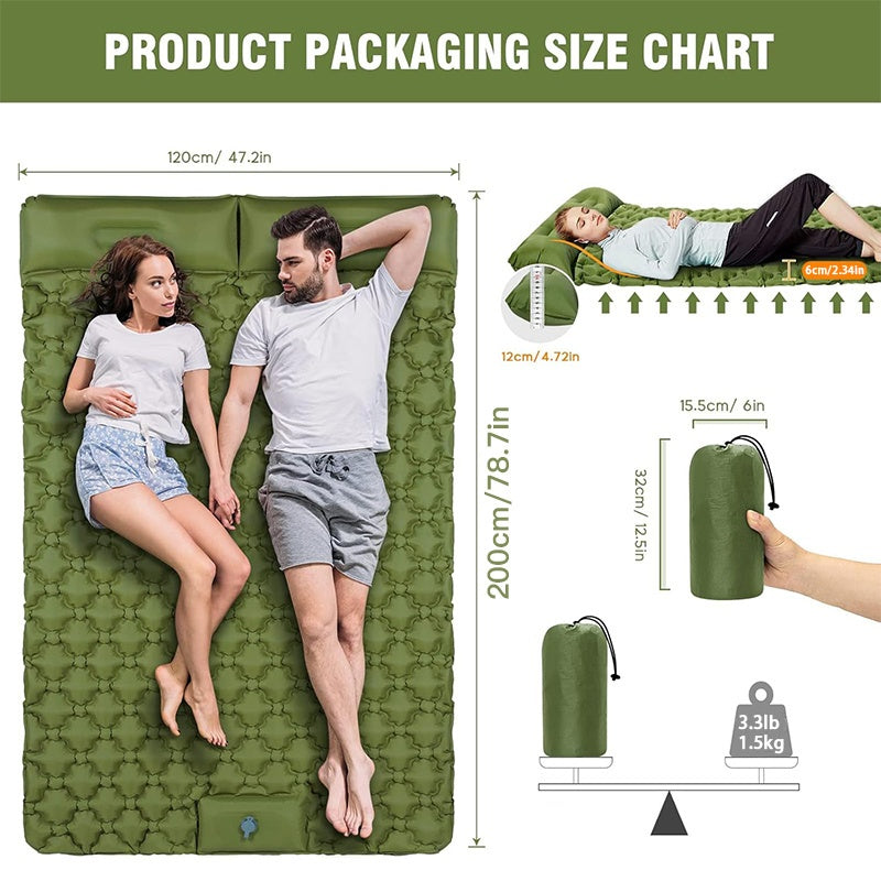 Two-Person Self-Inflating Camping Mattress – Thick, Comfortable & Portable