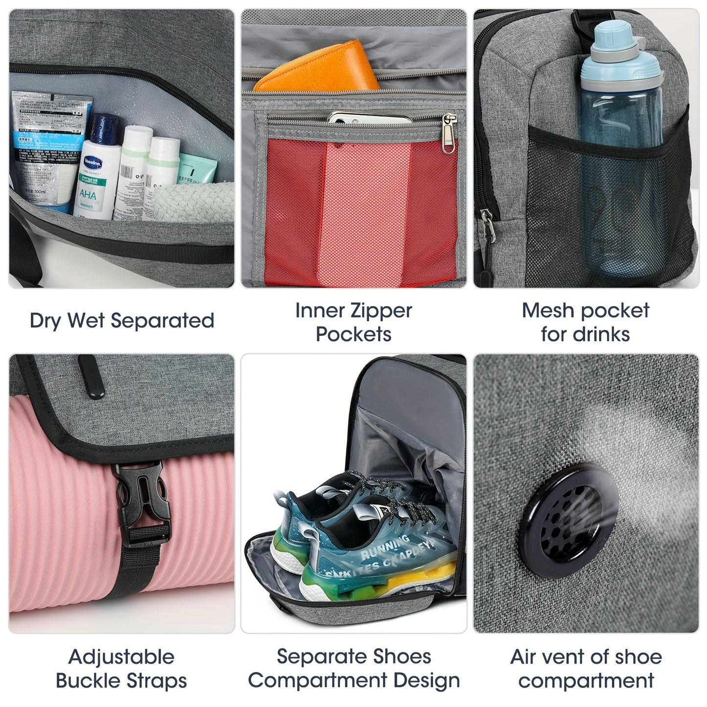 Lightweight 55L Sports & Travel Duffel Bag with Shoe Compartment