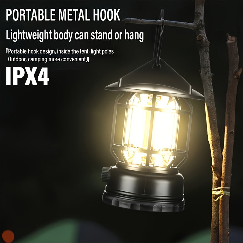Rechargeable Dimmable LED Camping Lantern with USB Charging and Hook