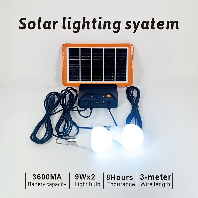 Portable Solar Lighting Kit with Rechargeable Battery