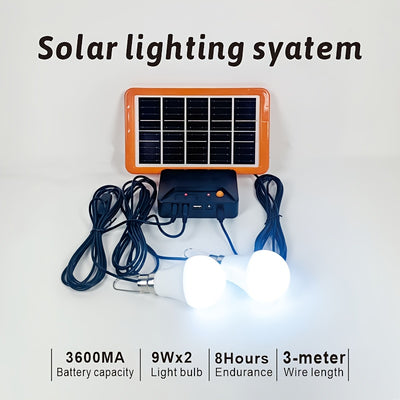 Portable Solar Lighting Kit with Rechargeable Battery