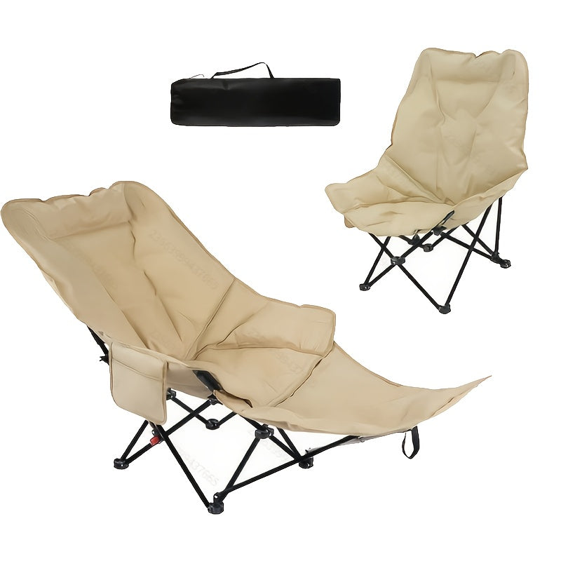 Adjustable Folding Camping Chair – Ergonomic 2-in-1 Lounge &amp; Footrest